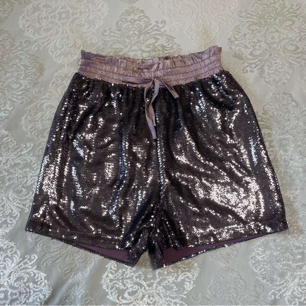 Hayden Purple High Waist Sequined Shorts Size Small NWT